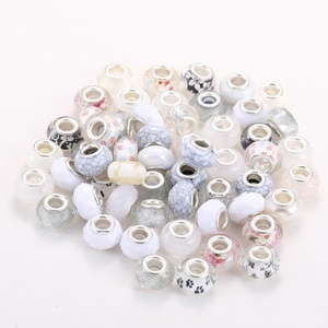 Perles d'espacement rondes en métal de 14 mm à grand trou, style mixte mode, faites à la main, avec diamant, pour la fabrication de bijoux et de bracelets - Product Image 2