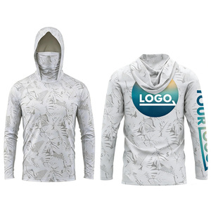 Venta al por mayor de los hombres de pesca con capucha UPF 50 + camisa de pesca de manga larga de secado rápido para adultos ropa deportiva de hombre con capucha hecha de poliéster - Product Image 1
