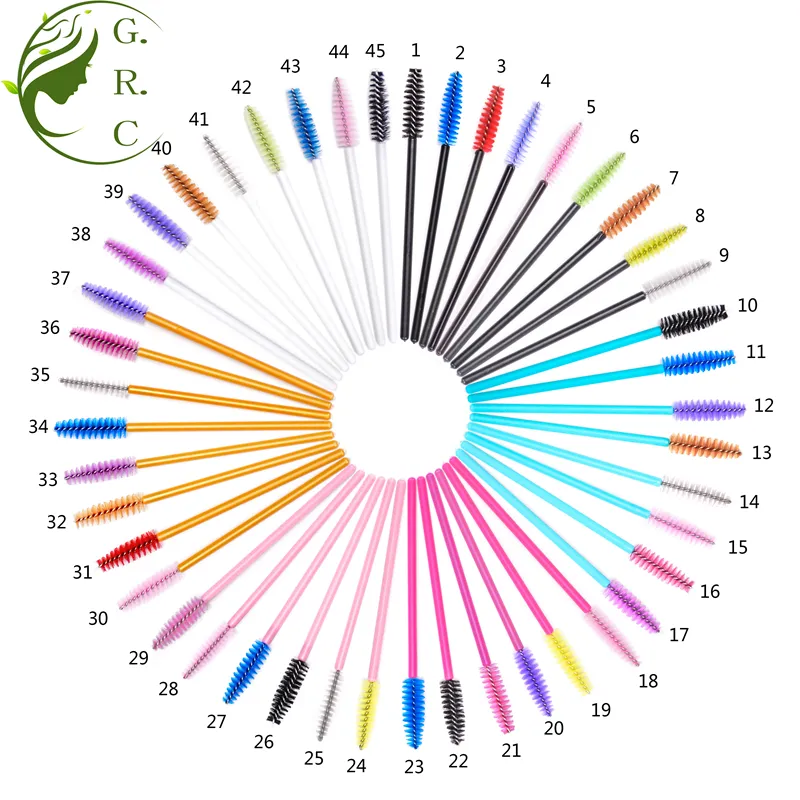 بالجملة فرشاة تمديد رموش العين للاستخدام مرة واحدة من البامبو والسيليكون والبلاستيك والكريستال، فرشاة صولجان ماسكارا الحاجب، فرشاة رموش