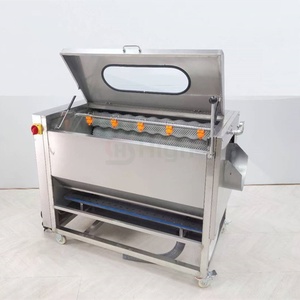 Máquina de lavado y pelado de verduras de gran capacidad (80 kg por cesta) para patatas, jengibre, zanahorias, taro y raíz de loto, con cepillo limpiador de rodillos - Product Image 1