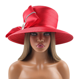 Personnalisé Satin Tissu Fascinator Chapeau Diamant Bowknot Chapeau Haut De Forme De Luxe Église Chapeau pour Adultes Fête Vacances Mascarade Décoration - Product Image 2