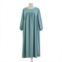 Robe Abaya Ample Grande Taille à Manches Longues Couleur Unie pour Femmes Musulmanes Style Pull Décontracté Vente en Gros Transfrontalière