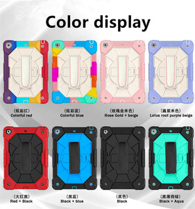 Áo giáp gồ ghề nhiệm vụ nặng nề chống sốc cầu vồng trẻ em PC Silicone bảo vệ máy tính bảng trường hợp cho iPad Pro 11inch & 10.9inch Tab S7 S8 S9 FE - Product Image 6