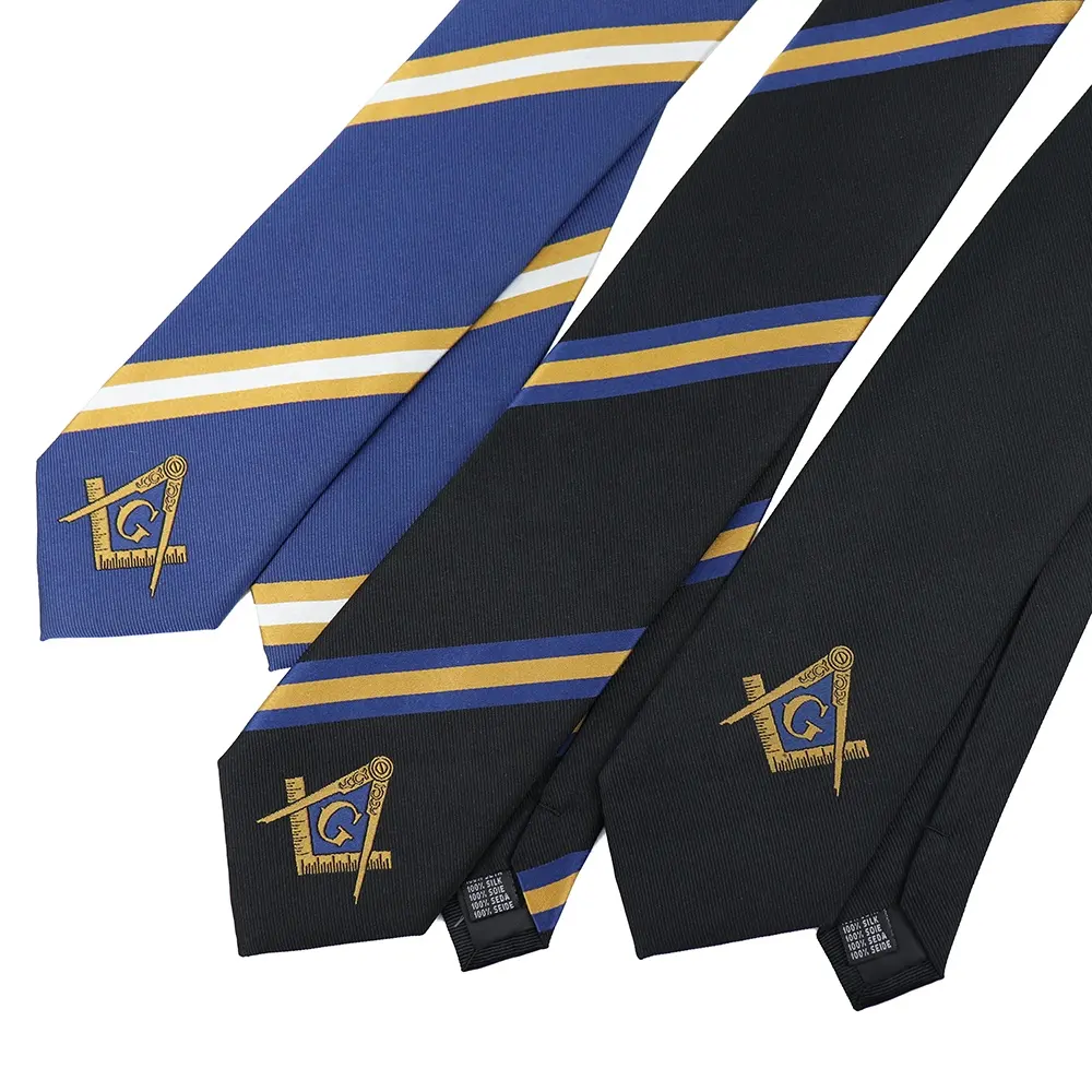 Великолепный дизайнер по индивидуальному заказу, серия логотипа Freemason, шелковые черные тканые узоры, масонские шейные галстуки для мужчин