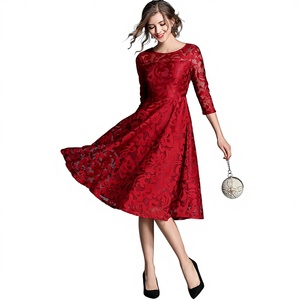 Vestido Maxi Formal de Encaje Tallas Grandes para Mujer - Vestido de <span class=keywords><strong>Invitada</strong></span> para Boda o Iglesia con Mangas Cortas y Corte en A - Product Image 3