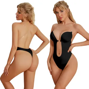 Women U Plunge Seamless Thong columbian fajas shapewear with Invisible adjustable straps underwear Butt Lifter bodysuit xxxxxxl