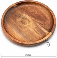 Ensemble de 4 plateaux ronds en bois d'acacia écologiques pour dîner, collations et desserts, pour mariages et fêtes