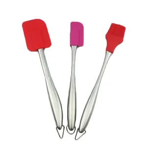 China Supplier 2023 New Kitchen Appliance Silicone Stainless Steel Spatula/ Matted Stainless Steel Handle Silicone Spatula Set