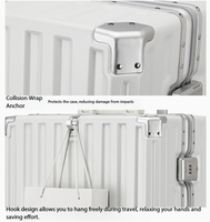 Valise multifonctionnelle en aluminium 20/24 pouces, ensemble de bagages de voyage, valise rigide durable avec porte-gobelet, port USB pour femmes et hommes