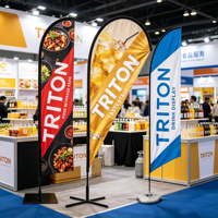 Drapeau publicitaire personnalisé pour salon professionnel, mât en fibre de verre, bannière plume imprimée, imperméable et durable pour exposition