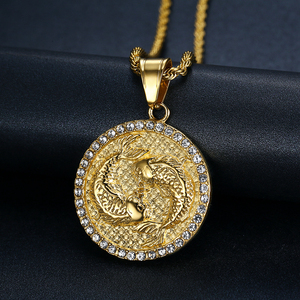 Pendentif Zircon Plaqué Or 18K Signe du Zodiaque Pièce <span class=keywords><strong>de</strong></span> Monnaie Pendentif en Relief Disque Rond 12 Collier <span class=keywords><strong>Horoscope</strong></span> - Product Image 6