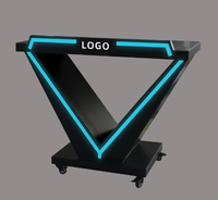 Barra de discoteca con logotipo personalizado, soporte de DJ, luces LED de acero inoxidable mejoradas, estante de exhibición giratorio plegable para publicidad de club nocturno