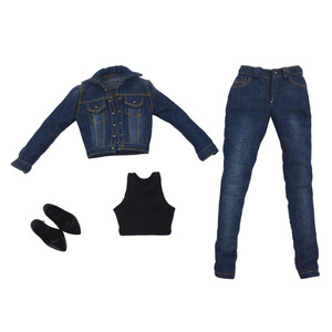 Scarpe con tacco alto in scala 1/6 giacca di Jeans e gilet di Jeans per Action figure da 12 \" - Product Image 5