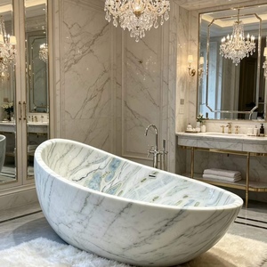 Baignoire autoportante de luxe en marbre naturel, sculptée à la main, en pierre naturelle, style européen, pour salle de bain, <span class=keywords><strong>spa</strong></span>, hôtel, intérieur - Product Image 3