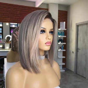 Parrucche Lace Front in Capelli Umani Vergini al 100% con Cuticole Allineate, Colore <span class=keywords><strong>Biondo</strong></span> <span class=keywords><strong>Cenere</strong></span>, Modello Bob Corto Popolare, Campione Gratuito - Product Image 2