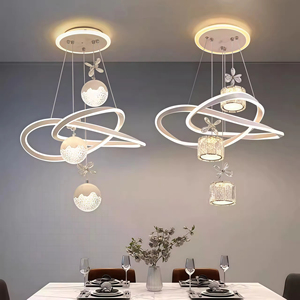 Moderno LED interno camera da letto bianco nero illuminazione semplice tavolo da pranzo lampadario nordico acrilico lampade a sospensione - Product Image 2