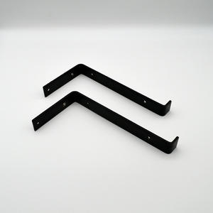 Étagère murale en métal en forme de L avec support en bois, étagère à glissière simple et étagère à trépied - Product Image 5