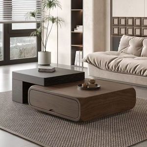 Tavolino <span class=keywords><strong>da</strong></span> Caffè in Noce Italiano Allungabile, Moderno e Minimalista per Piccoli Soggiorni, Arredamento per Casa - Product Image 1