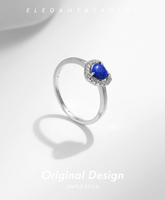 Exquis 925 Sterling Silver Retro Vintage Blue Heart Opal Ring Bijoux romantiques pour les femmes Anniversaire et cadeau de mariage