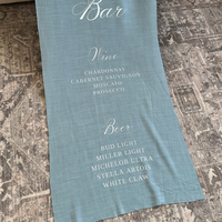 100% drapeau de menu de bar à franges imprimé en lin français biologique pour hôtels certifié OEKO-Tex pour le menu d'invitations de mariage