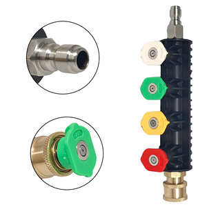 Pistola de agua de alta presión con adaptador rápido y 5 boquillas con soporte para lavado de coches y riego de jardines - Product Image 5