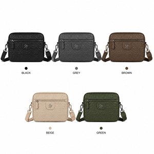 Bolsos Cruzados de Cuero PU Grabado para Hombre, Diseño OEM/ODM, Bolsa de Mensajero Personalizada con Cierre de Cremallera para Viajes de Ocio - Product Image 3