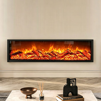Cheminée électrique encastrée décorative à LED avec thermostat réglable et télécommande, flamme multicolore, pour usage domestique