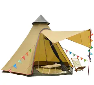 Tenda da campeggio a cupola esterna a doppio strato 2 uomini 5-6 persone 4 stagioni impermeabile a prova di vento per famiglia Teepee tenda per adulti