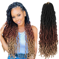 Extensions de cheveux synthétiques pré-bouclées Gypsy Faux Locs au crochet, effet vague d'eau, pour femmes