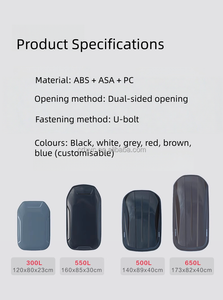 Boîte de toit de voiture grande capacité 500L ABS à double ouverture latérale, robuste, pour le transport de marchandises, idéale pour les voyages en plein air, SUV et fourgonnettes - Product Image 5