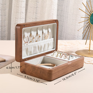 <span class=keywords><strong>Organisateur</strong></span> de <span class=keywords><strong>bijoux</strong></span> en noyer noir de luxe avec doublure en velours, boîte cadeau en bois artisanale pour mariage, demoiselle d'honneur, anniversaire, souvenir - Product Image 4