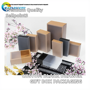 Boîte cadeau coulissante de luxe en papier kraft noir recyclable pour le stockage en gros, avec logo personnalisé - Product Image 2