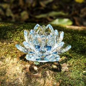 Statuine Scintillanti a Forma di <span class=keywords><strong>Fiore</strong></span> di Loto in Cristallo Ornamento Decorativo Feng Shui <span class=keywords><strong>Fiore</strong></span> di Cristallo per Centrotavola Casa e Ufficio - Product Image 3