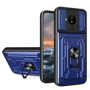 Capa de suporte magnético para celular Nokia C20 Plus C10 C30 C22 C33 Armadura Híbrida janela de pressão Capa à prova de choque