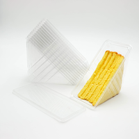 Fournisseur direct Emballage de boulangerie Pain Gâteau Sandwich Emballage à emporter Matériau personnalisé Boîte alimentaire en plastique transparent jetable triangulaire