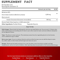 Complément alimentaire liquide OEM Berberine HCL 1200mg, racine de berbérine avec cannelle de Ceylan, soutient le système immunitaire et la santé cardiaque