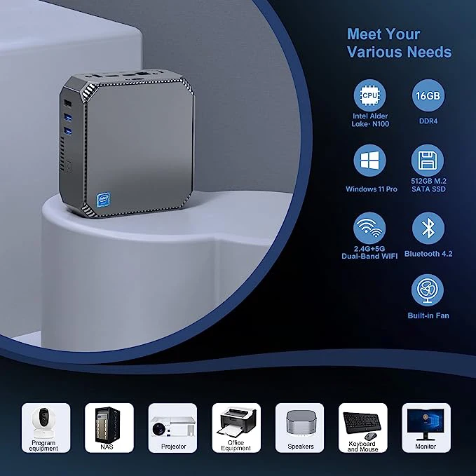 12th Intel Alder Lake-N100 Mini PC - Powerful Office Computer