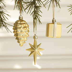 Adornos Colgantes de Navidad: Estrella Octogonal y Piña Electrochapadas para Decoración de Árbol de Navidad y Caja de Regalo - Product Image 4