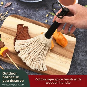 Mopa para Salsas con Mango de Madera de 18'' y 2 Cabezales de Algodón Reemplazables, Cepillo para Untar en <span class=keywords><strong>Cocina</strong></span> Exterior, Herramienta para Asar a la Parrilla y Cocinar BBQ - Product Image 3