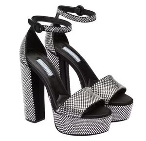 Sandalias de Plataforma con Tacón Alto y Punta Abierta, Decoradas con Pedrería, Diseño de Lujo, de Cáñamo, para Mujer, Verano - Product Image 4