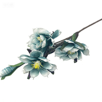 Grand bouquet de magnolias en mousse bleus et jaunes, fleurs artificielles pour la décoration de la maison et des mariages