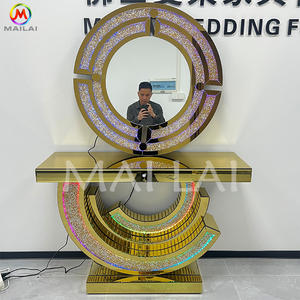 Table console en diamant miroir doré LED <span class=keywords><strong>pour</strong></span> salon, hôtel, mariage - Product Image 5