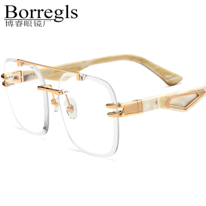 Borregls sừng trâu kính khung người đàn ông sang trọng thiết kế thương hiệu không có vành lớn quá khổ Buff Kính mắt phụ nữ kính quang học 0042 - Product Image 1