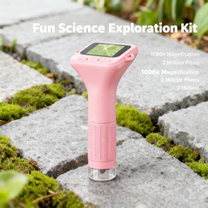 科学楽しいおもちゃギフトポータブル顕微鏡8 LEDデジタル1000X顕微鏡子供のための調整ボタン付き操作しやすい - Product Image 1