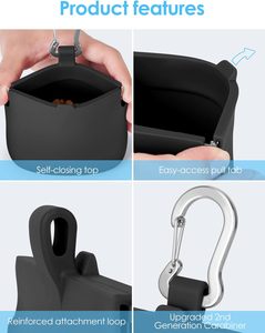 Bolsa de silicona NiBao para premios de perro con acceso con una sola mano, bolsa de entrenamiento pequeña de bolsillo con pestaña de tracción para facilitar el entrenamiento y paseo de mascotas - Product Image 5