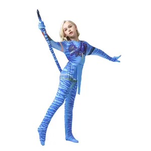 Avatar Zentai Bodysuit Jumpsuit With Tail Adult Kids Halloween Cosplay  Costume