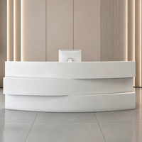 Comptoir de réception moderne multi-niveaux incurvé avec éclairage LED inférieur pour salon de beauté, bureau, hôtel, boutique, spa