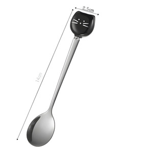 Cuillère en céramique et acier inoxydable, cuillère en forme de chat de dessin animé, cuillère à dessert créative, cuillère à café, cuillère pour enfants - Product Image 5