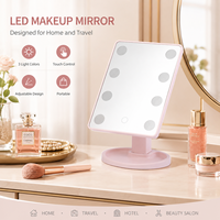 Miroir cosmétique éclairé en gros avec 8 ampoules LED, capteur tactile, miroir de maquillage de bureau