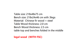 Ensemble table et bancs <span class=keywords><strong>de</strong></span> jardin robustes 220 cm, table <span class=keywords><strong>de</strong></span> pique-nique pliante en bois massif avec 2 bancs pour événements extérieurs, banquets et Oktoberfest - Product Image 6